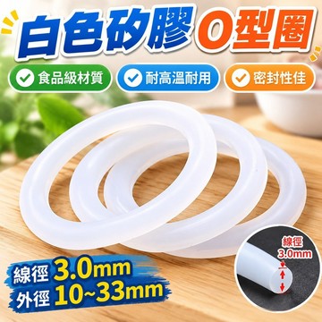 🚚台灣熱賣免運⚡️白色矽膠O型圈線徑3mm外徑10mm-60mm食品級O型圈耐高溫橡膠密封圈