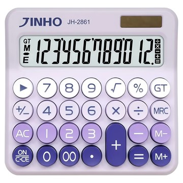 JINHO 京禾 12位元計算機 太陽能/R03四號AAA柱狀電池 JH-2861  薰衣草紫  1個