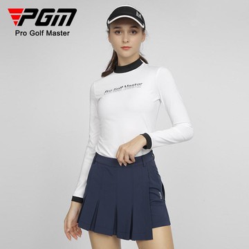 PGM 高爾夫女士秋冬季長袖立領T恤時尚印花LOGO高彈柔軟服裝