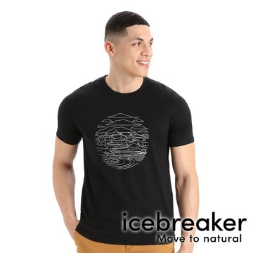 【icebreaker】Tech Lite II 男 羊毛圓領 印花短袖上衣 AD150 『黑』 戶外 運動 柔軟 舒適 羊毛 吸濕 排汗 抑味 控溫 0A56KA