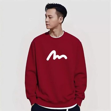 春秋季酒紅色男士衛衣本命年潮牌長袖寬松大碼圓領打底衫套頭衣服