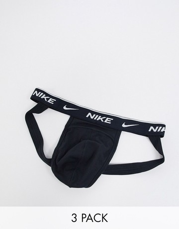 Nike 3 pack cotton stretch jock straps in black