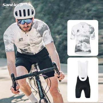Santic森地客 男式春夏短袖騎行背帶褲套裝 自行車公路車騎行套裝