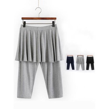 假兩件打底褲瑜伽褲運動褲七分褲莫代爾裙褲一體舞蹈褲裙薄款女夏