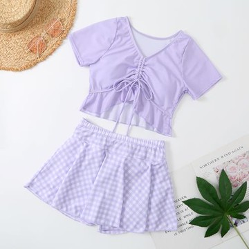 女童泳衣兒童中大童分體裙式小童8-15歲寶寶女孩少女學生平角泳裝