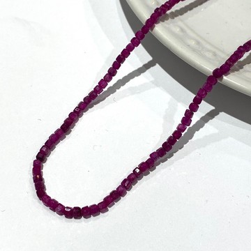 【紅寶石 14K金填充】NB173 天然紅寶石 2x2mm 立方體項鍊 40cm 14KGF