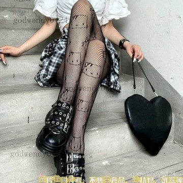 jk辣妹麗塔Kitty咪連褲漁網黑色絲襪子女夏秋薄款Lolita凱蒂洛 網襪 可愛日係漁網襪子jk黑色絲襪