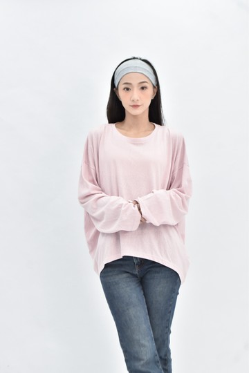 (4XL（含）以上) epic 韓牌落肩粉色長袖上衣