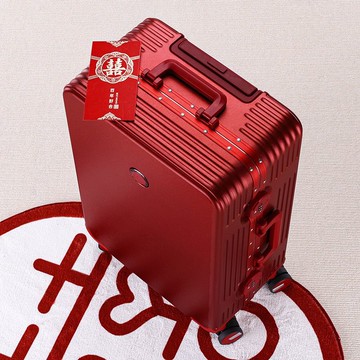 結婚行李箱陪嫁箱新娘嫁妝壓箱子母紅色拉桿箱女密碼皮箱子婚慶箱