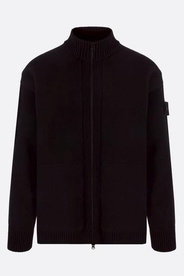 STONE ISLAND Ghost Piece wool full-zip cardigan Man