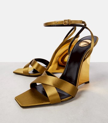 Saint Laurent Lucienne crêpe satin wedge sandals