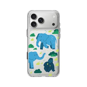 iPhone 17 Pro Max Clear Case（相機按鈕） 透明 - RHINOSHIELD X Taipei Zoo - 非洲區插畫（西部低地大猩猩、非洲象）