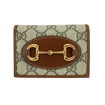 Gucci Horsebit 1955 帆布馬銜釦二折短夾