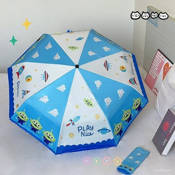 【全店免運 臺灣發貨】三眼仔全自動太陽傘卡通遮陽傘晴雨兩用傘折疊黑膠防曬防紫外綫女