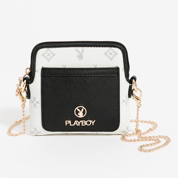 PLAYBOY - 零錢包  黑白TWO系列 - 米白色
