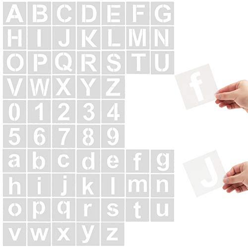 Eage Alphabet Letter Stencils, 62 Pcs Reusable Plastic Letter Number Templa