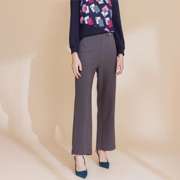 【YUTZUYA 優姿雅】俐落金飾絆帶造型直筒西裝褲