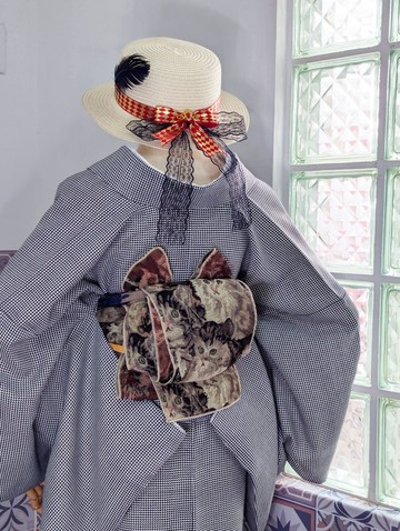 洋粋youiki。和洋風格。和服半幅帶　細帶。大人の兵兒帯。貓之日