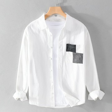 現貨+預購 襯衫長袖上衣-百搭舒適設計感男裝3色74jt7【獨家進口】【米蘭精品】