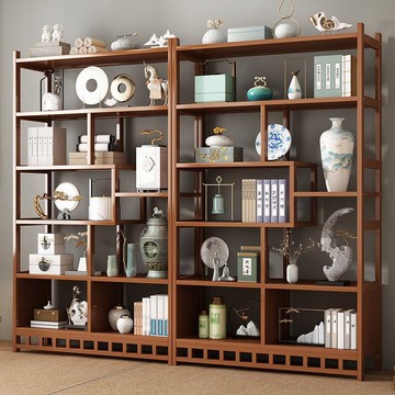 博古架多寶閣茶葉展示櫃包郵客廳新中式置物架古擺件櫃書架收納鑫弘-家具衛浴 可打統編