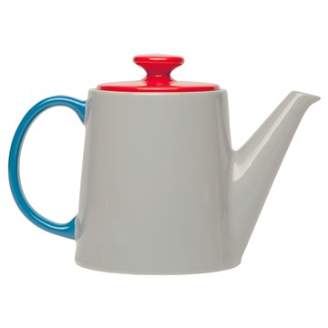 Jansen co 調色茶壺 灰色+紅色頂部+藍色把手 陶瓷材質  灰色 + 紅色 + 藍色  1.25L  1個