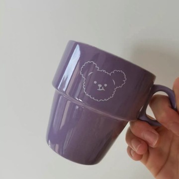 韓國ins香芋紫小熊馬克杯情侶牛奶咖啡杯陶瓷杯水杯居家學生茶杯