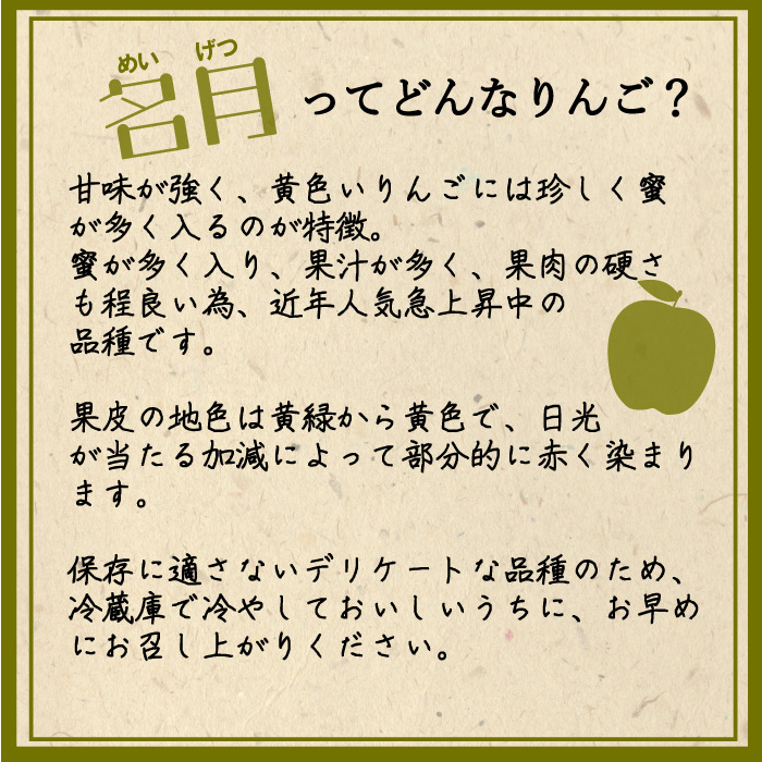 [予約 10月10日-11月30日の納品]  名月 約10kg 26-32玉 大玉 長野県産 安曇野産 産地箱 幻の 蜜入り 林檎用 上級品 りんご　 冬ギフト お歳暮 御歳暮