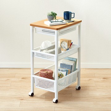 移動式木質頂板寬型三層收納架(附抽屜) 單一規格