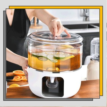 🔥臺灣出貨🔥家用果茶桶 冰箱冷水壺大容量冷泡分格可旋轉耐高溫飲料桶/