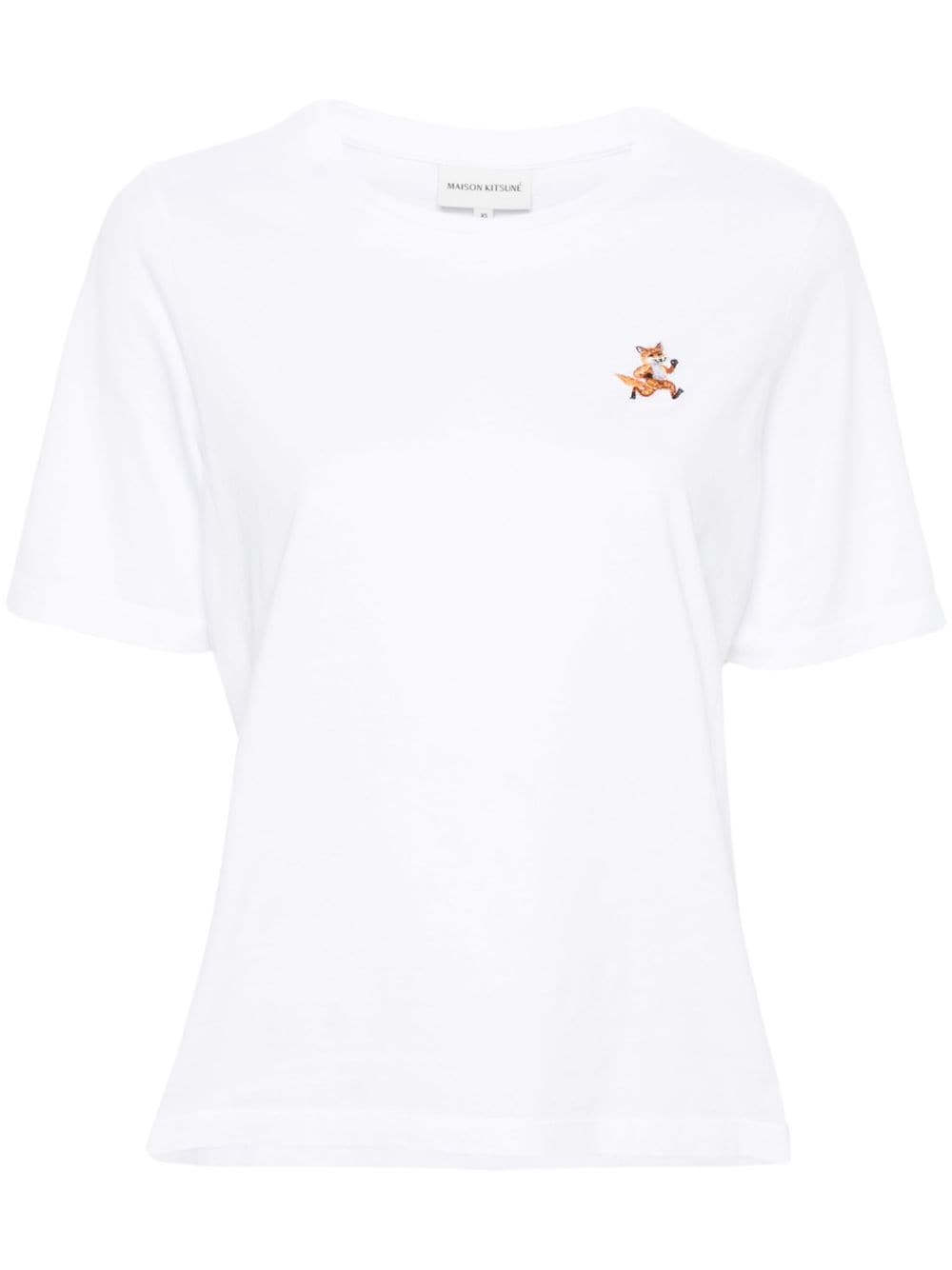 Maison Kitsuné - Speedy Fox-appliqué T-shirt - women - Cotton - XL - White