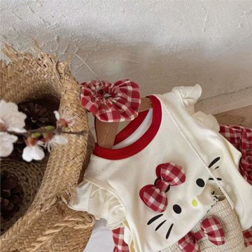 女童夏季新款兩件套裝韓系時尚爆款可愛飛袖上衣洋氣超萌花苞裙潮