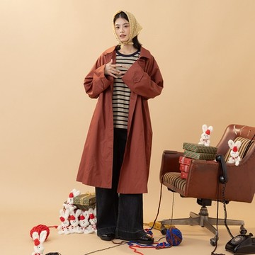 【MOSS CLUB】拉格蘭袖長版風衣長袖外套 紅 綠 黃