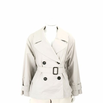 MAX MARA-The Cube 卡其色雙排扣棉混紡短版風衣 外套