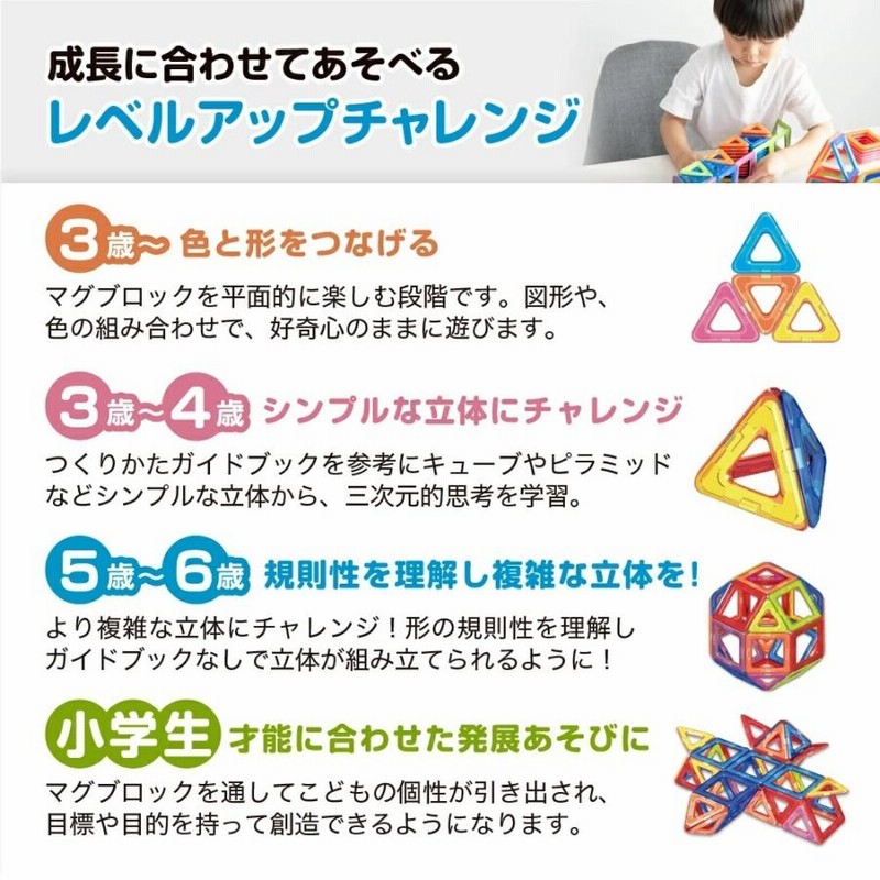 マグブロック 四角形 パック マグネットおもちゃ 知育玩具 知育