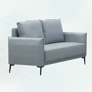 文創集 莫亞克淺灰耐磨皮革二人座沙發椅-130x77x82cm免組