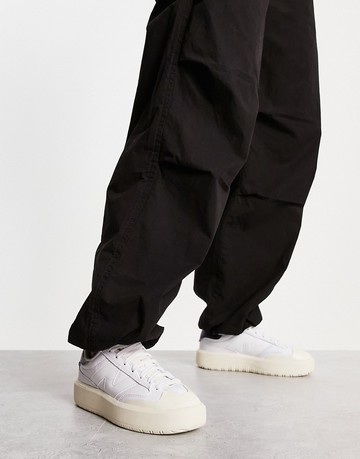 New Balance CT302 platform trainers in white and navy