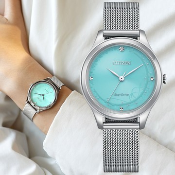 CITIZEN星辰 LADYS系列 藍光之夜 光動能 米蘭帶腕錶 32mm / EM0501-89M