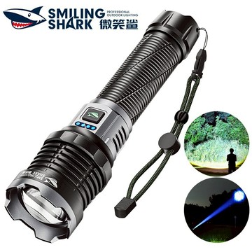 微笑鯊正品 SD5271 LED手電筒強光 M80爆亮10000lm 5檔調焦 Type-C 帶電顯 防水戶外露營巡邏燈