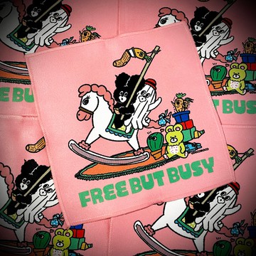 多用途迷你毛巾 木馬 粉色