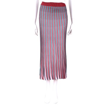 KENZO 粉藍色拼色條紋彈性粗針織魚尾長裙