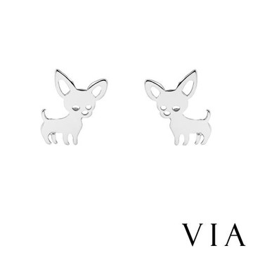 【VIA】動物系列 可愛梗犬造型白鋼耳釘 造型耳釘 鋼色