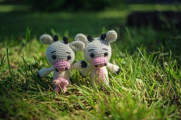 鉤針牛 毛絨玩具、草莓牛、鉤針公牛、牛玩具、針織公牛