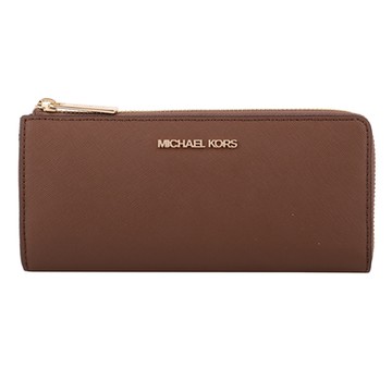 MICHAEL KORS  金字logo 防刮皮革L型拉鍊長夾(駱駝色)