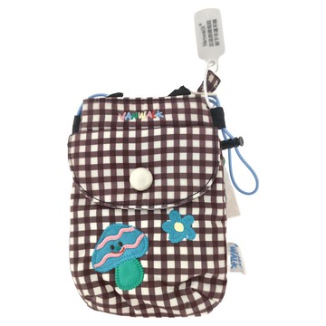 Vanwalk 出走 復古少女格子刺繡小側背包 V2758  奶油黑森林  14 x 4 x 19cm