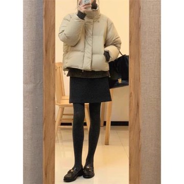 復古毛呢灰色包臀半身裙女春秋冬2025新款半裙小個子a字直筒短裙