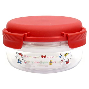 Hello Kitty 圓型 Tritan 密封保鮮盒  1個容器及相配的蓋子  1個