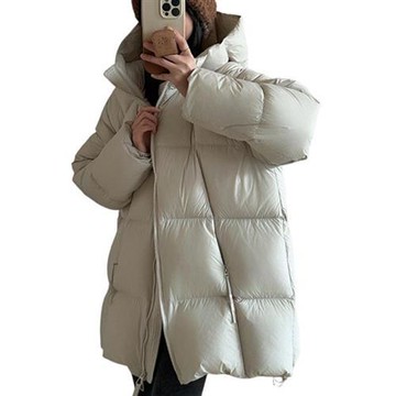 【米蘭精品】現貨+預購 頂級真羽絨外套90%鴨絨羽絨衣秋冬外套保暖上衣大碼休閒女裝-超輕泡芙連帽4色74mw35