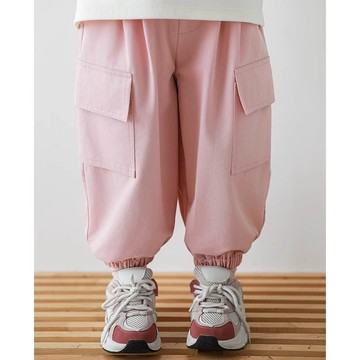 TONGMO - 腰鬆緊休閒束口長褲-大口袋-粉色