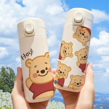 不鏽鋼保溫杯 保溫瓶🎀 小熊維尼噗噗保溫杯大容量小巧輕便攜帶高顏值水杯子不銹鋼學生