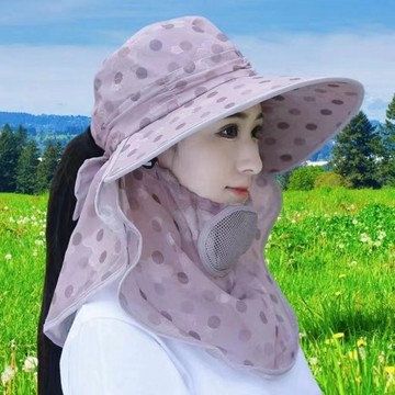 桃園出貨✨夏季帽子防曬戶外遮臉紫外線面罩透氣太陽帽騎車遮陽帽採茶幹活